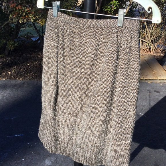 Cynthia Howie Tweed Brown-Cream Jacket-Skirt 2pc Suit - Picture 3 of 4